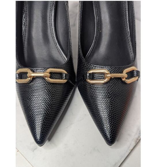 New York& Co black horse bit chain detail high heels pointed toe size 9 - Picture 5 of 9